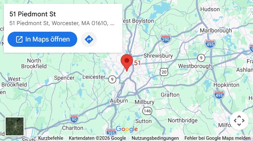 Karte: 51 Piedmont St, Worcester, MA 01610, USA – in Google Maps öffnen